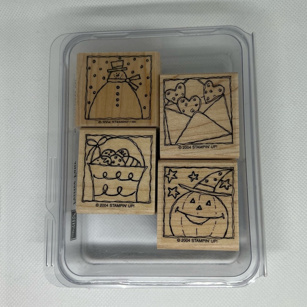 VTG Stampin Up! Festive Four Holiday Stamp Set